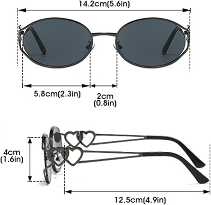 bullabulling Y2k Sunglasses For Women Men Round Vintage glasses Fashion Heart Metal Sunglass Round Retro Eyewear