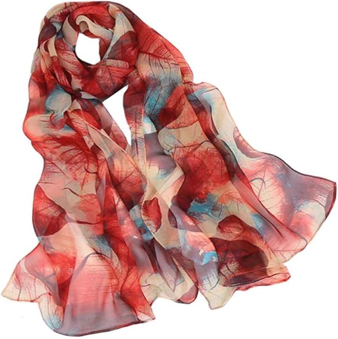 Pokeedioty Scarfs for Women Lightweight Scarves Elegant Floral Pattern Sheer Scarfs Shawls Wraps