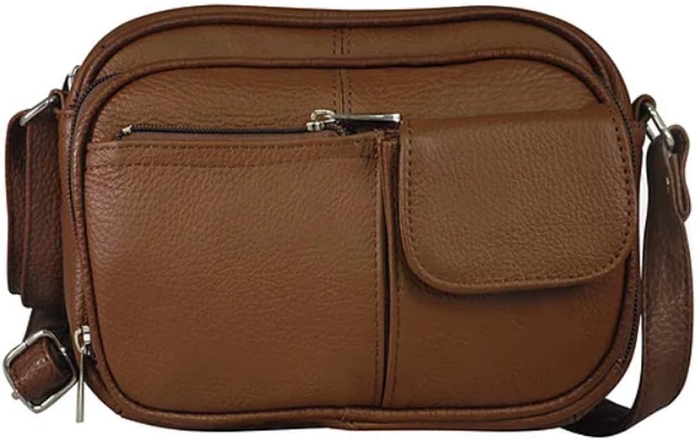 Cowhide Leather Women's Shoulder Purse Small Cross Body Organizer Bag with Many Pockets