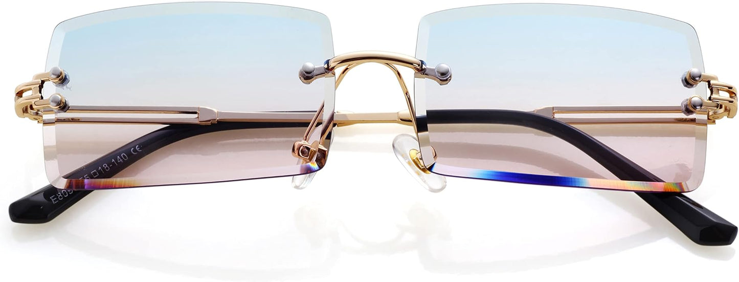 Kursan Frameless Rectangle Sunglasses for Men Women Small Rimless Sun Glasses Shades UV400 Protection