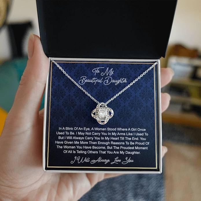 VIRAGIL To My Daughter Gift Necklace From Dad or Mom - Badass Daughter Jewelry With Heartfelt Message & Elegant Box