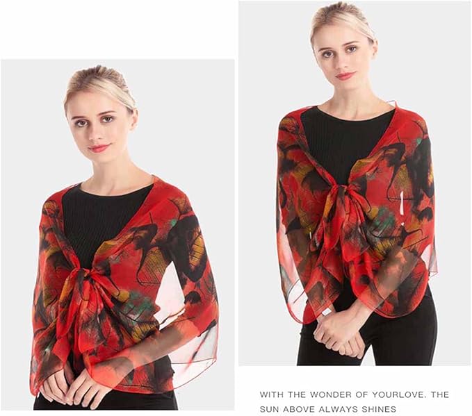 Pokeedioty Scarfs for Women Lightweight Scarves Elegant Floral Pattern Sheer Scarfs Shawls Wraps