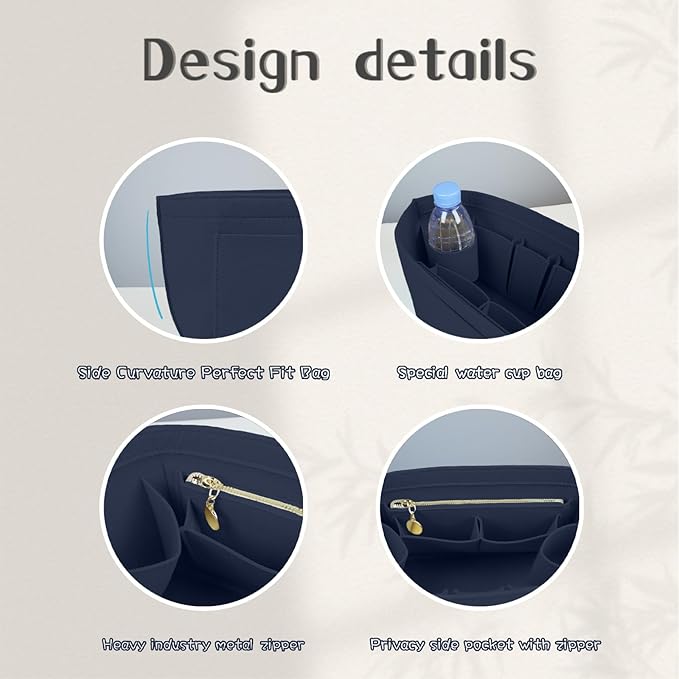 Lckaey Purse Organizer For Longchamp Large Purse For Long Champ Le Pliage Insert organizer1012-25Dk blue-L