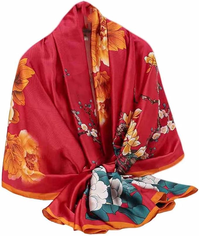 Pokeedioty Scarfs for Women Lightweight Head Scarf Fashion Scarves Elegant Floral Pattern Sunscreen Shawls and Wraps