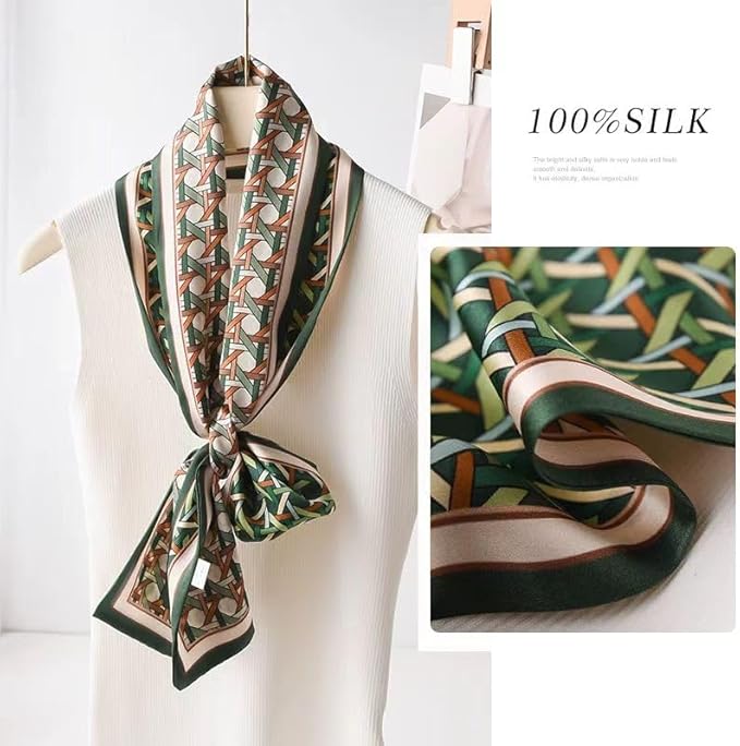 100% Mulberry Silk Ribbon Scarf for Hair Beach Head Wraps for Women Handbag accessories Necktie