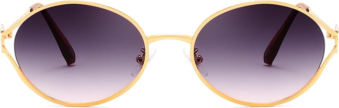 FEISEDY Retro Oval Small Sunglasses for Women Men 90s Trendy Classic Y2K Frame Round Shades UV400 Protection B9164