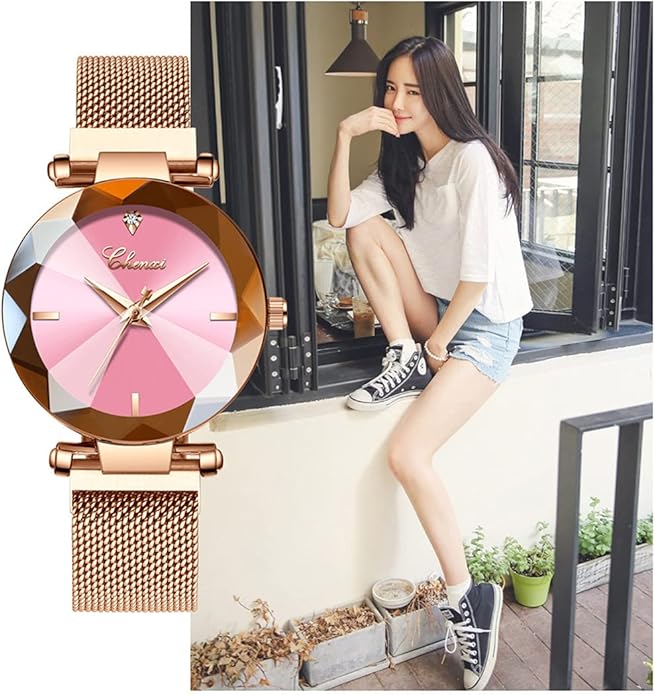 Fashion Watches for Women Rose Gold Stainless Steel Mesh Band Watch Elegant Ladies Gifts Waterproof Wrist Watch