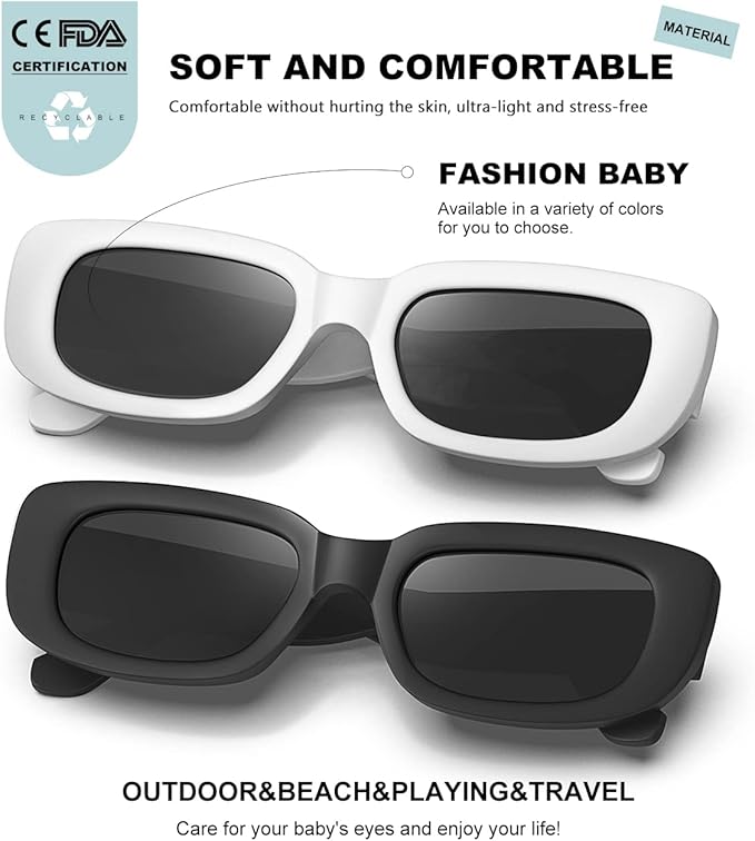 Retro Rectangle Kids Sunglasses 90’s Vintage Fashion Narrow Square Frame Glasses Shades for Girls Boys UV Protection