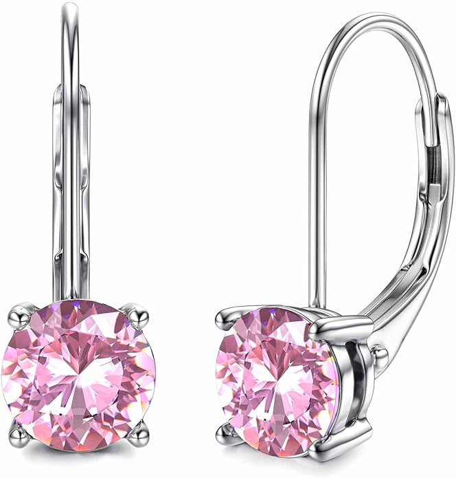 Moissanite Earrings,1.0ct-2.0ct D Color Brilliant Round Cut Earring 18K White Gold Plated Sterling Silver Dangle Earrings Moissanite Leverback Drop Earring s