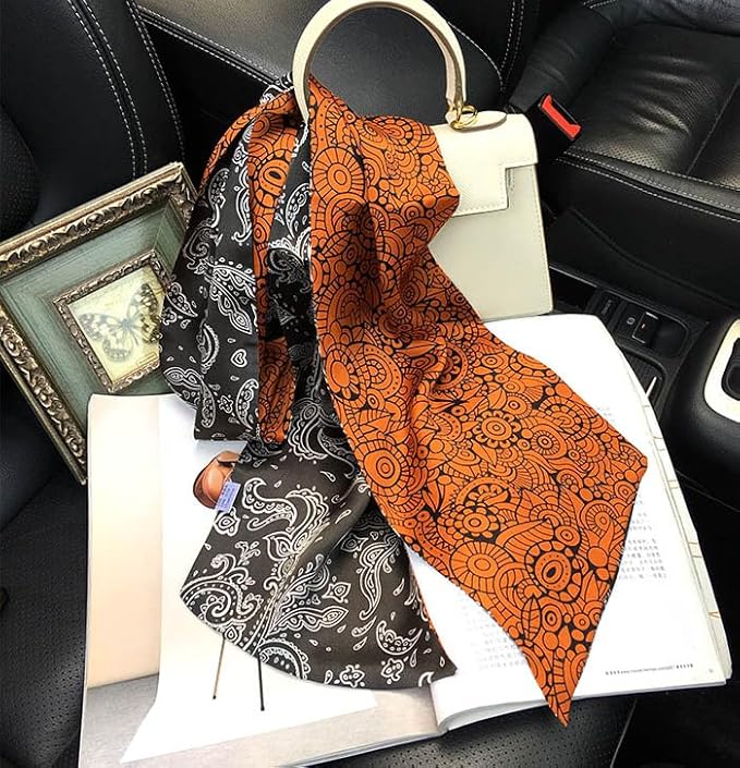 100% Mulberry Silk Ribbon Scarf for Hair Beach Head Wraps for Women Handbag accessories Necktie