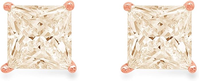 14K Rose Gold Natural Morganite Stud Earrings with Push back - Hypoallergenic, 1.5 cttw - Minimalist Women's Fine Jewelry