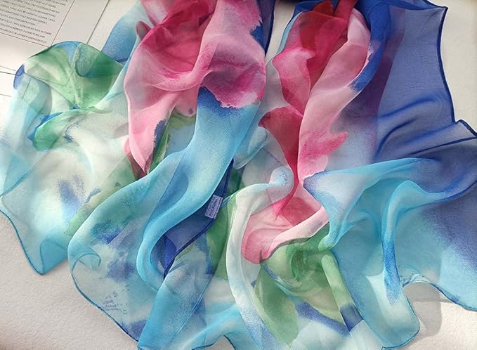 Pokeedioty Scarfs for Women Lightweight Fashion Scarves Elegant Floral Pattern Sheer Scarfs