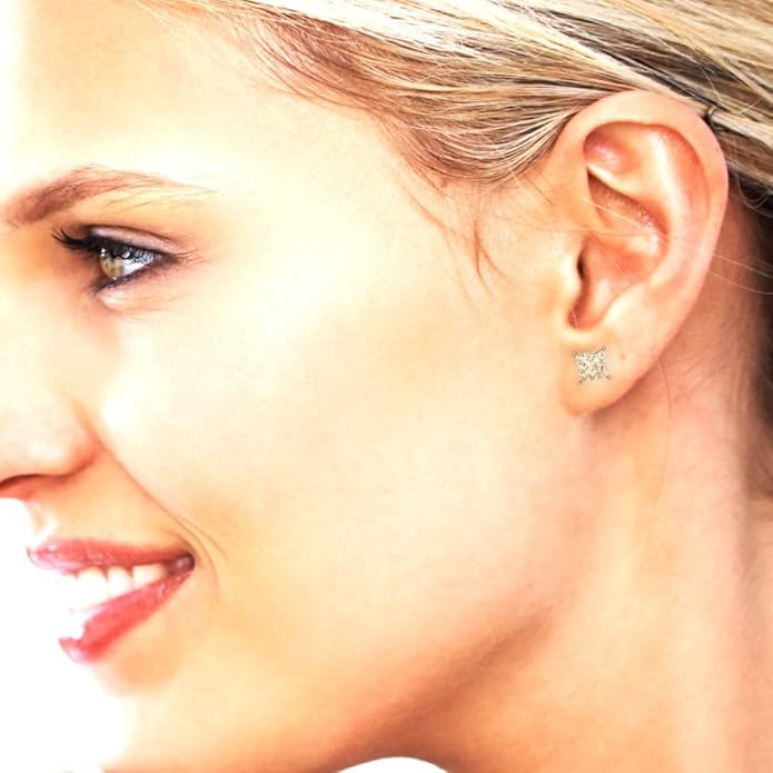 14K Yellow Gold Natural Morganite Stud Earrings with Push back - Hypoallergenic, 1 cttw - Minimalist Women's Fine Jewelry