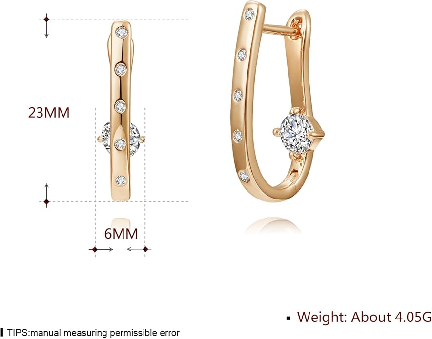 14K Gold Plated Cubic Zirconia Hoop Earrings,Three Row Diamon | Arrows | Double Row of Diamonds Huggie Earrings for Women