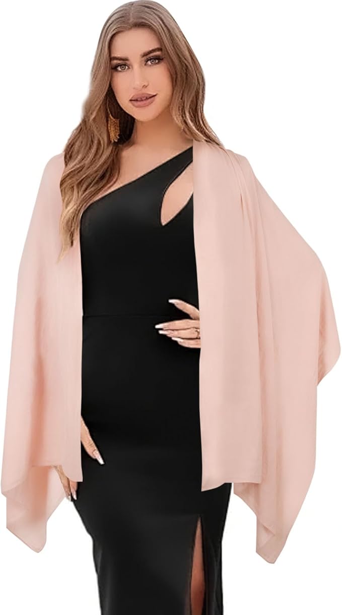 EXTREE Scarfs for Women Pashmina Silky Shawl Wrap for Evening Dressing Blanket Open Front Poncho Cape