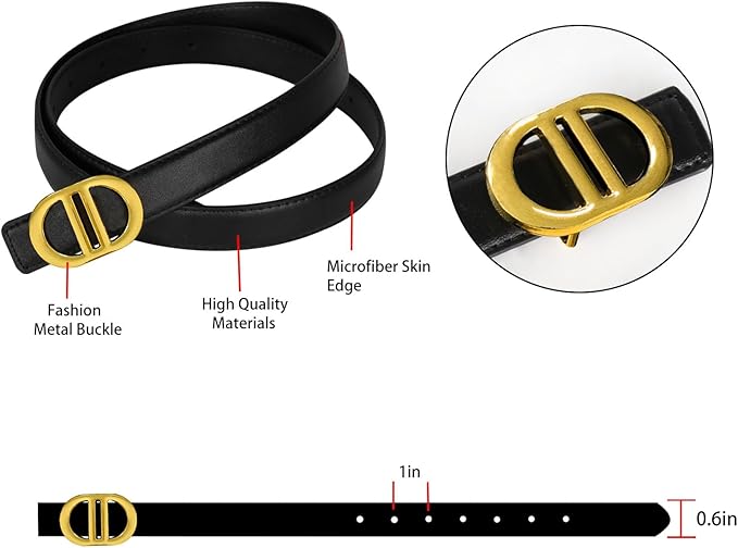 Relang Women's Belts with Gold Buckle, Fashion Waist Band, Elegant Ladies' Belt, Gift for Women