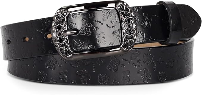 Women's Fashion Classic Metal Buckle Leather Belt with Jeans Dress