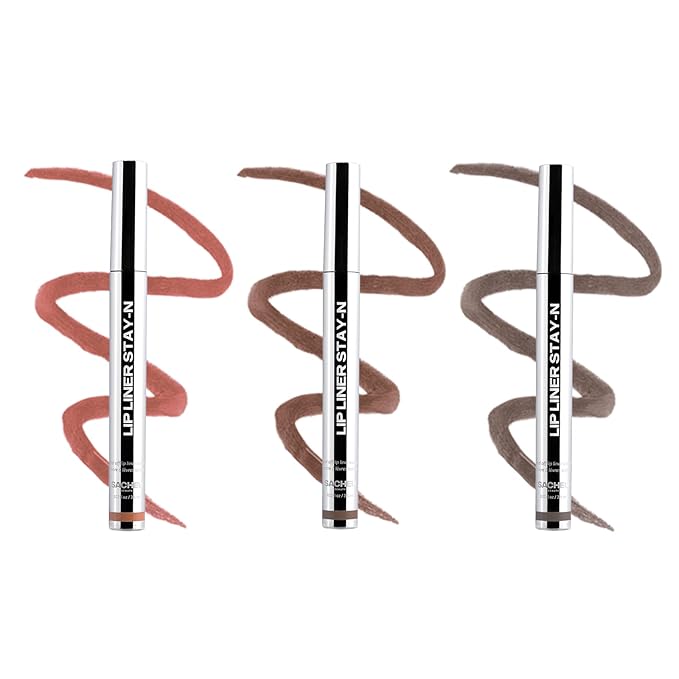 Sacheu Lip Liner STAY-N Peel Off Lip Stain — Long Lasting Waterproof Lip Tint with Hyaluronic Acid & Vitamin E — Transfer Proof Matte Finish, Vegan & Cruelty-Free (Deep Bundle)