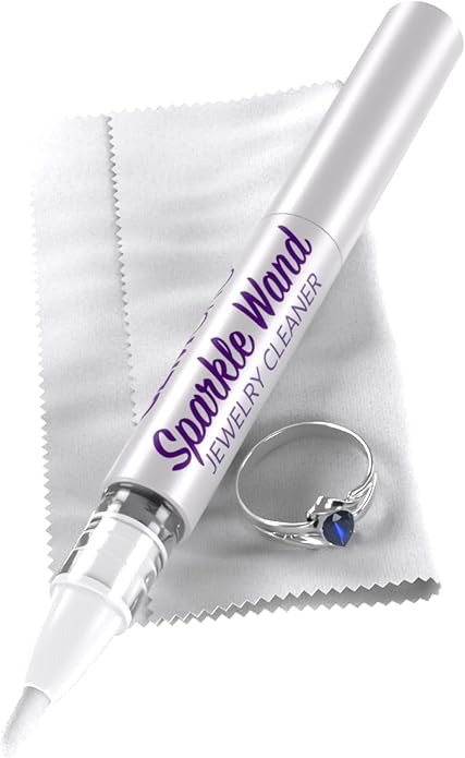 GemOro Sparkle Wand | Jewerly Cleaner Pen for On-The-Go | Travel Size Portable Cleaning Solution for Rings & Jewelry | Safe on Diamonds, Gemstones & Moissantie with Free Microfiber Cleaning Cloth