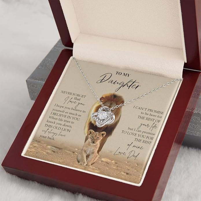 VIRAGIL To My Daughter Gift Necklace From Dad or Mom - Badass Daughter Jewelry With Heartfelt Message & Elegant Box