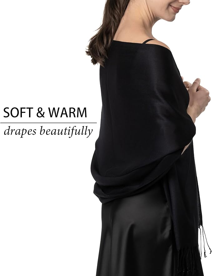 Achillea Soft Silky Pashmina Scarf for Women – Shawl Wrap for Evening Dresses, Bridesmaids, Weddings & Everyday Wear