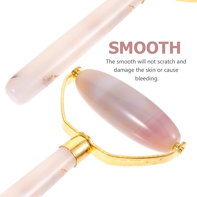 2Pcs Jade Facial Massager Roller and Scraper for Face and Eye Massage Natural Tool for Skin Care Wrinkle Reduction Suitable for Neck Shoulder and Body Massage