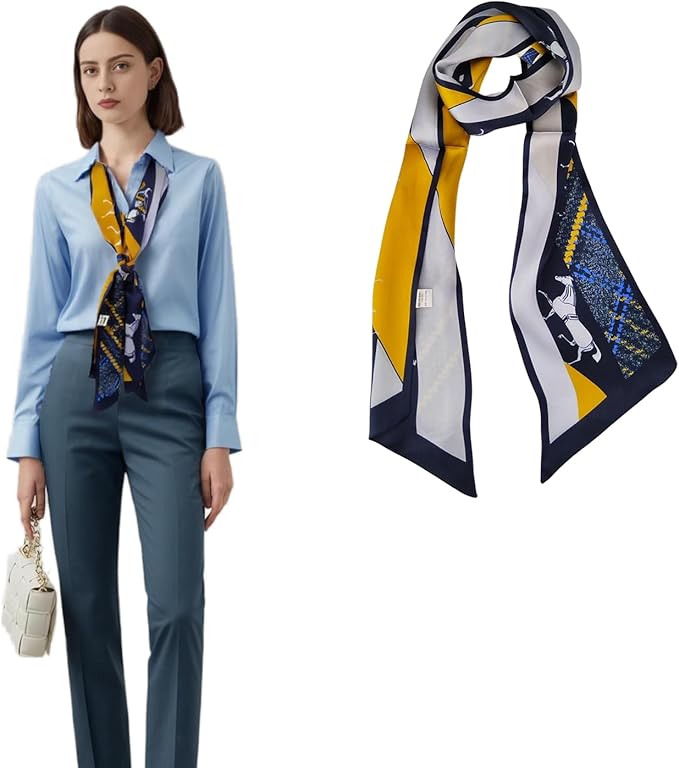 100% Mulberry Silk Ribbon Scarf for Hair Beach Head Wraps for Women Handbag accessories Necktie