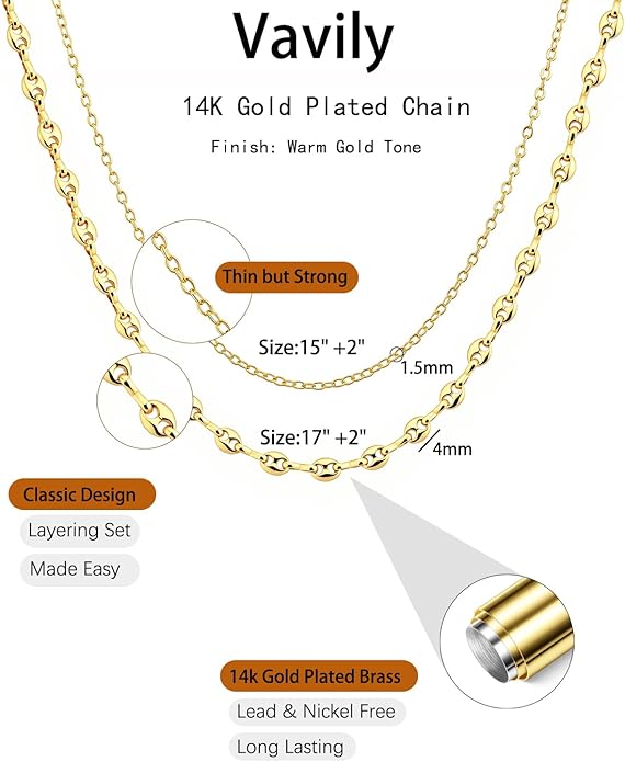 Link Gold Chain 14K Gold Plated Trendy Rope Paperclip Thick Chain Necklace Minimalist Layered Gold Chain Choker Necklaces for Women