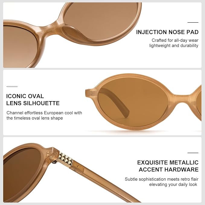Retro Oval Sunglasses for Women Vintage 90s Y2K Trendy Designer Sun Glasses