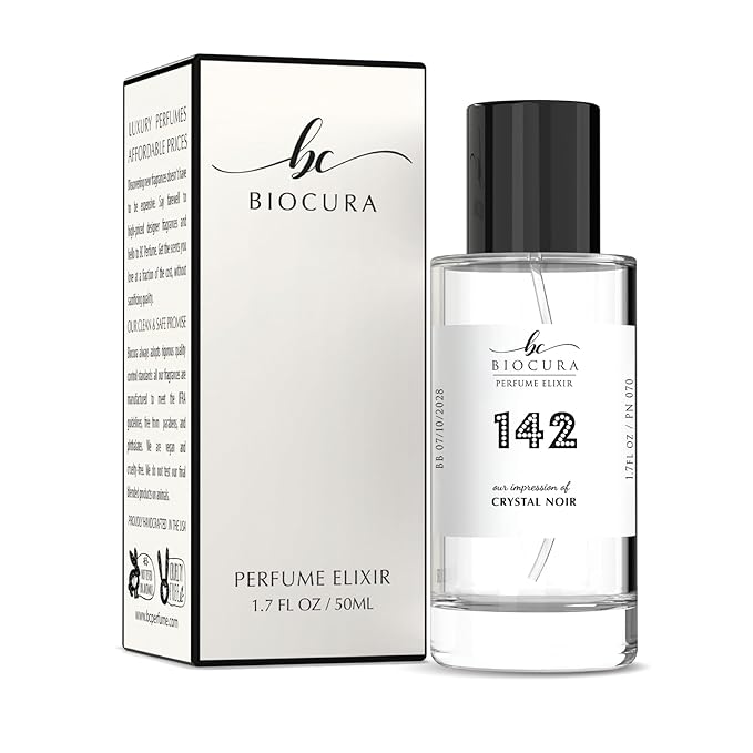 BC Perfume 142 Inspired by Crystal Noir For Women Replica Fragrance Dupes Eau de Parfum Spray Bottle 1.7 Fl Oz/50ml-X1