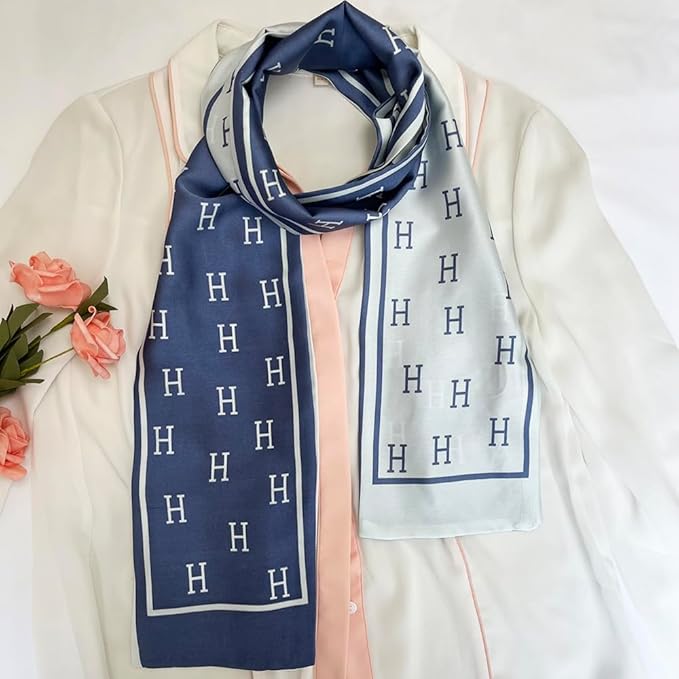 Silk Head Scarf for Hair Fashion Headwrap for Women Lightweight Neck Tie