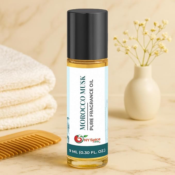 NY Spice Shop Morocco Musk Fragrance – Pack of 5 Artisan Fragrance Oil & Soft Floral Scent – Resinous Aroma Blend with Enduring Aroma Tone – Traditional Musk Perfume Oil for Personal Scent Collection