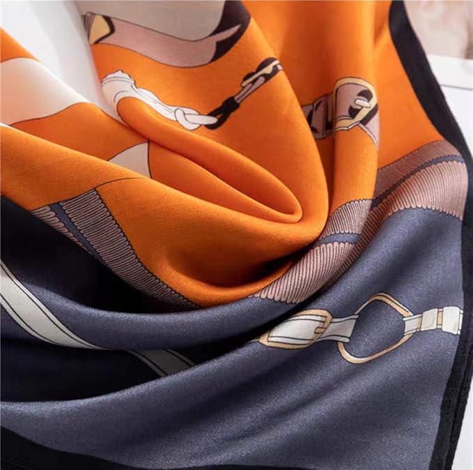ANDANTINO 100% Real Mulberry Silk Scarf -21'' x 21''- Lightweight Neckerchief –Women Men Small Square Digital Printed Scarves