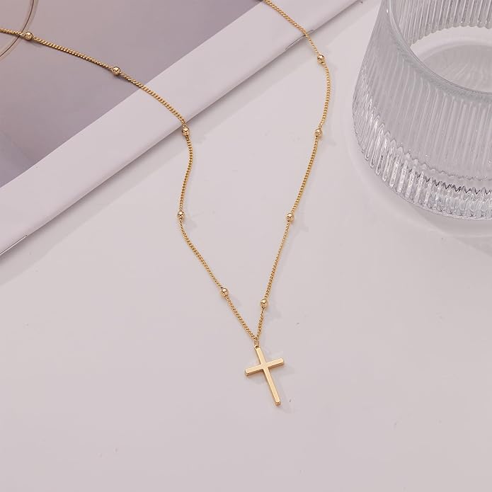 Infinity Cross Necklace for Women, Unique Trendy Fahion Cross Jewelry Gifts, Non Tarnish & Waterproof Dainty Simple Gold Cross Pendant, Christian Religious Easter Faith Accessories Jewelry Gifts