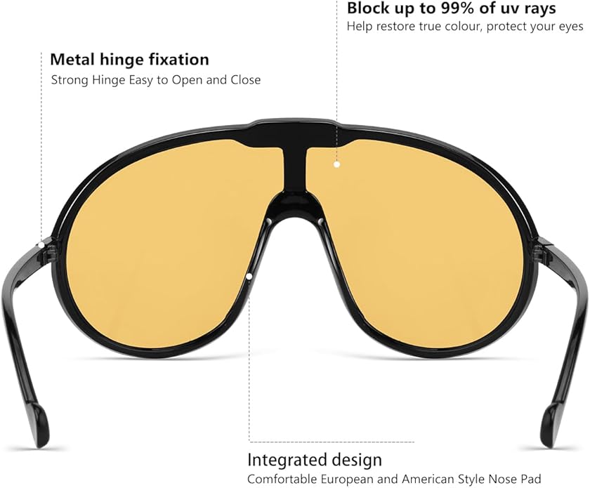 Trendy Oversized Sunglasses for Women Men Fashion Shield Aviator Sun Glasses UV400 Protection Goggles