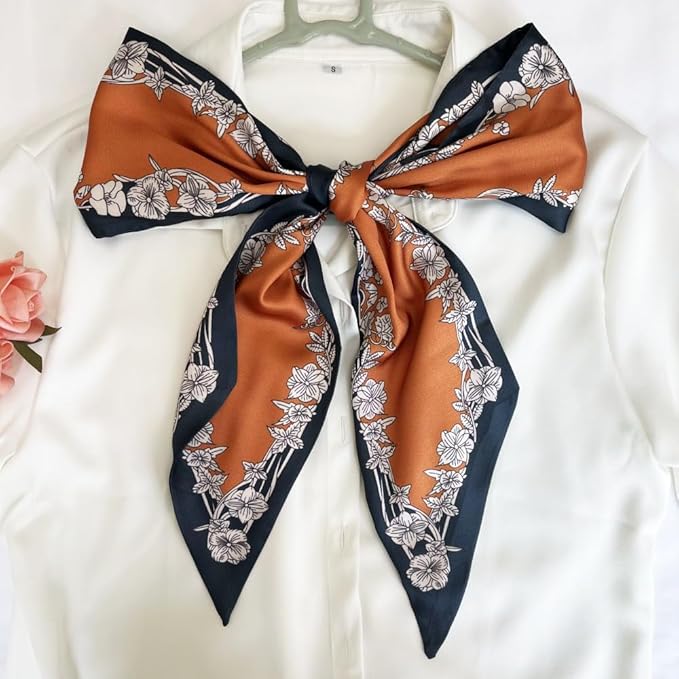 Silk Head Scarf for Hair Fashion Headwrap for Women Lightweight Neck Tie