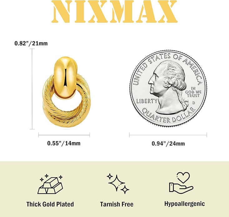 Chunky Small Knot Earrings Gold Silver Geometric Earrings for Women Dainty Gold and Silver Plated Dangle Drop Earrings Hypoallergenic and Lightweight Fashion Trendy Jewelry Gifts
