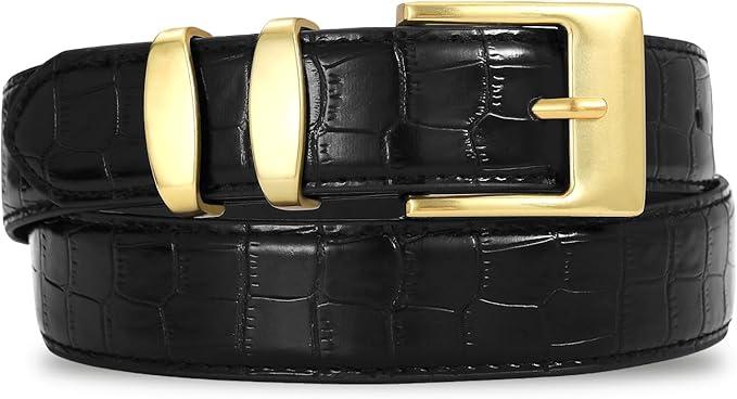 Women's Belt Fashion Buckle Premium Synthetic Leather Ladie Belts for Jeans Minimalist Design Gifts for Women