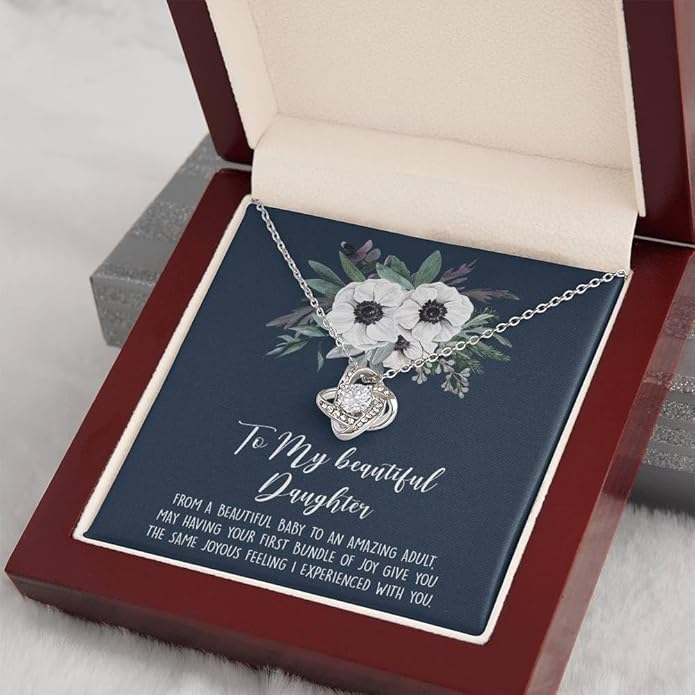 VIRAGIL To My Daughter Gift Necklace From Dad or Mom - Badass Daughter Jewelry With Heartfelt Message & Elegant Box
