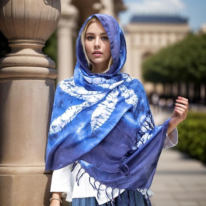 Yeieeo Boho Scarf for Women Lightweight Floral Printed Scarf Fall Winter Fashion Fringed Shawl