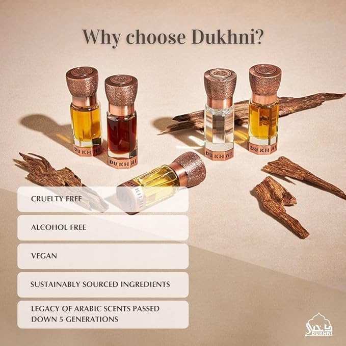 Dukhni Oud Swisseri Attar Oud for a Contemporary Consumer | Perfect for Ramadan & Eid gifts | Authentic Arabic Fragrance Oil | 100% Pure, Alcohol-Free, Halal | 1 bottle x 6ml | Arabian Perfume Oil