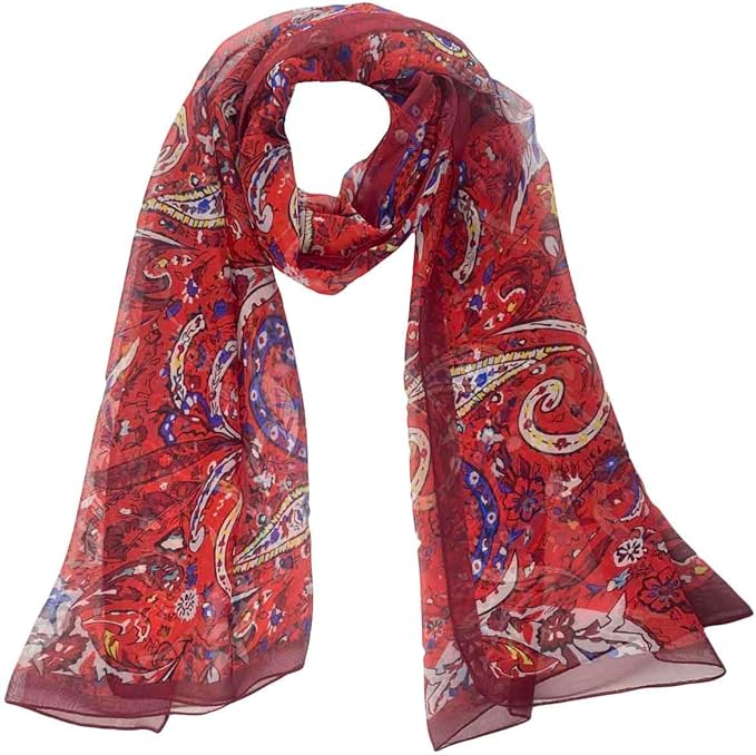 Pokeedioty Scarfs for Women Lightweight Scarves Elegant Floral Pattern Sheer Scarfs Shawls Wraps