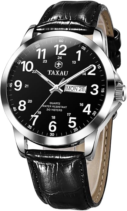 Watches for Men Luxury Analog Waterproof Classic Leather Large Face Simple Easy Read Quartz Minimalist Dress Day Date Quartz Mens Watches