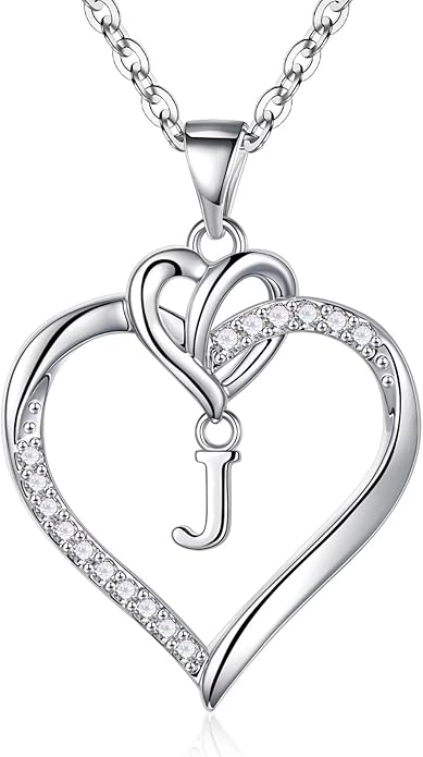 STORUP Gifts for Women Teen Girls - Heart Initial Necklaces for Women Girls, 14K-Gold-Plated Cubic Zirconia Initial A-Z Pendant Dainty Heart Necklaces for Teen Girl Jewelry Birthday Gifts