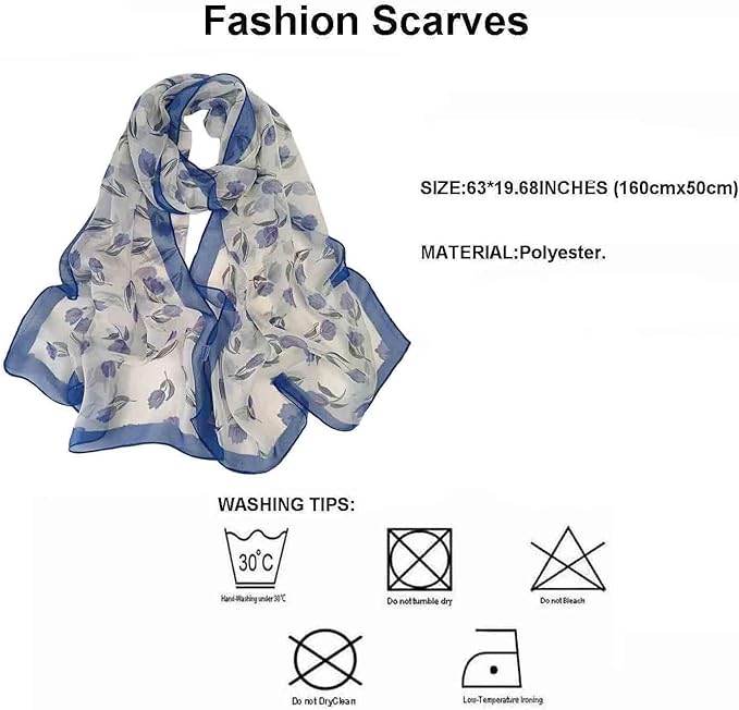 Pokeedioty Scarfs for Women Lightweight Scarves Elegant Floral Pattern Sheer Scarfs Shawls Wraps