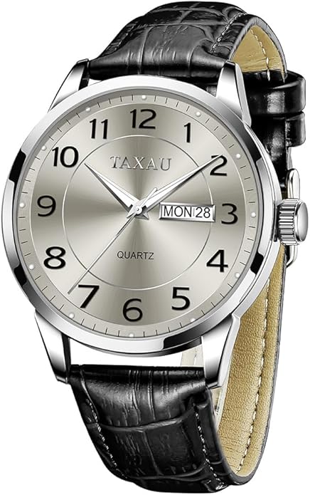 Watches for Men Luxury Analog Waterproof Classic Leather Large Face Simple Easy Read Quartz Minimalist Dress Day Date Quartz Mens Watches