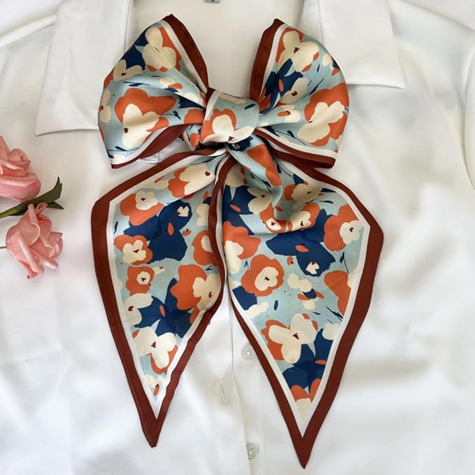 Silk Head Scarf for Hair Fashion Headwrap for Women Lightweight Neck Tie
