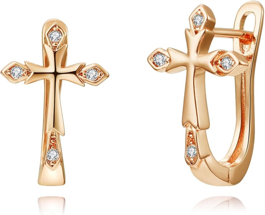 14K Gold Plated Cubic Zirconia Hoop Earrings,Three Row Diamon | Arrows | Double Row of Diamonds Huggie Earrings for Women