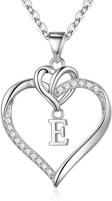 STORUP Gifts for Women Teen Girls - Heart Initial Necklaces for Women Girls, 14K-Gold-Plated Cubic Zirconia Initial A-Z Pendant Dainty Heart Necklaces for Teen Girl Jewelry Birthday Gifts