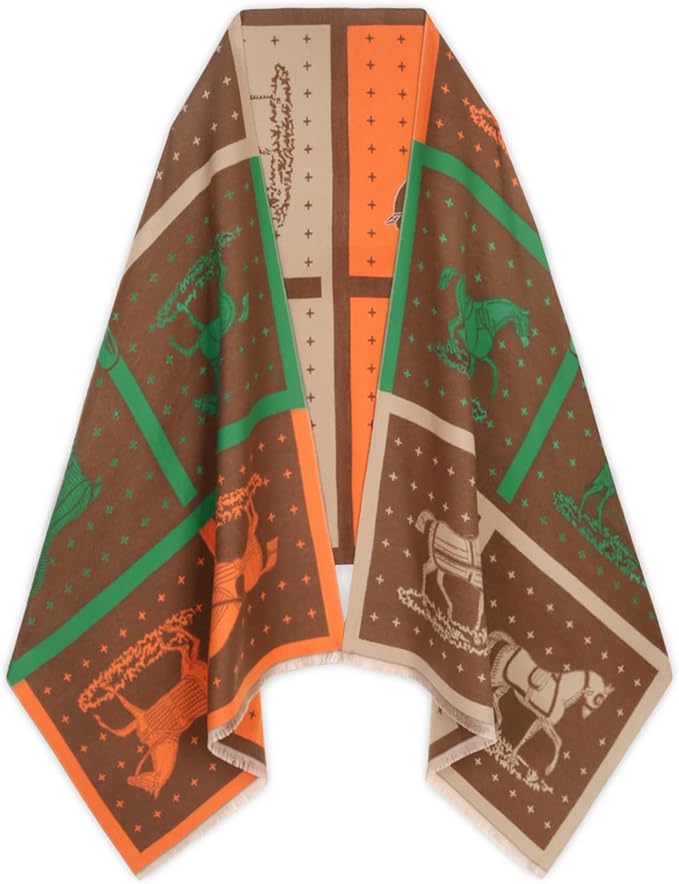 EXTREE Scarfs for Women Pashmina Silky Shawl Wrap for Evening Dressing Blanket Open Front Poncho Cape